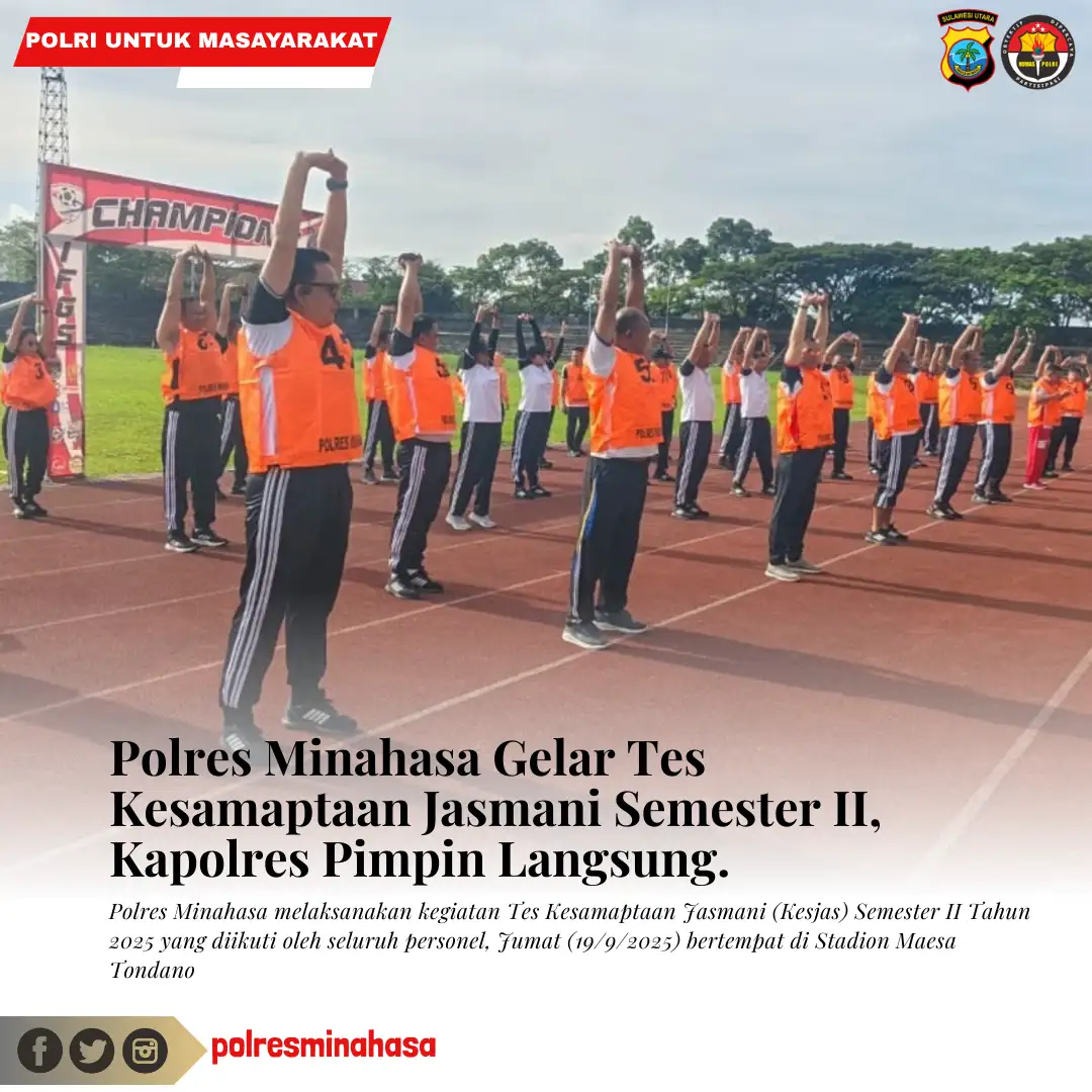 Polres Minahasa Gelar Tes Kesamaptaan Jasmani Semester II, Kapolres Pimpin Langsung